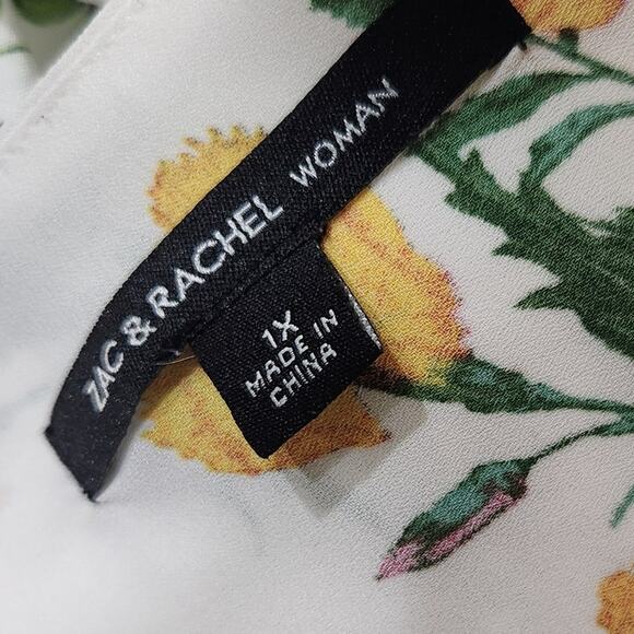 Zac & Rachel white floral tank‎ top blouse 1x Plus size - Picture 4 of 5